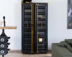 Rangement Bar Style Container à Doubles Portes Noir "Crazy"