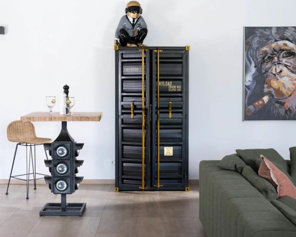 Rangement Bar Style Container à Doubles Portes Noir "Crazy" – Image 3