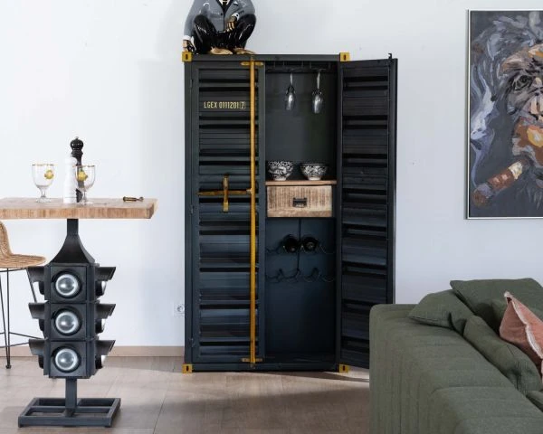 Rangement Bar Style Container à Doubles Portes Noir "Crazy" – Image 2