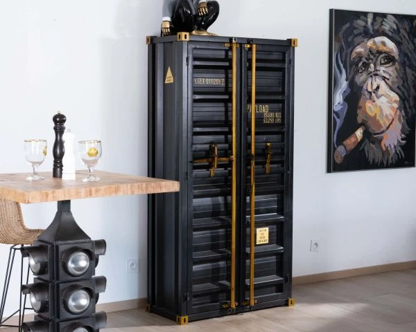 Rangement Bar Style Container à Doubles Portes Noir "Crazy" – Image 7