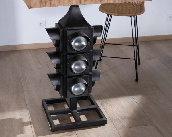 Table De Bar Originale Esprit Récup Avec Pied Base Feu Tricolore "Crazy" – Image 4