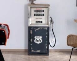 Bar Vintage Pompe à Essence Route 66 Métal Bleu Esprit Récup "Crazy"