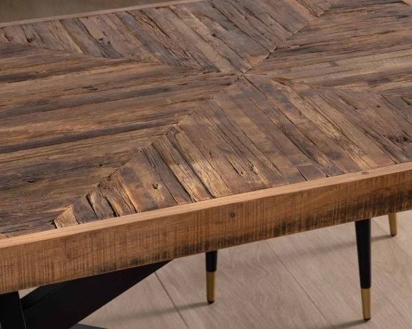 Table Rectangulaire 180cm Acacia Finition Chevrons Piètement Métal Mikado "Géonidum" – Image 7