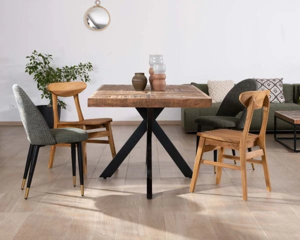 Table Rectangulaire 180cm Acacia Finition Chevrons Piètement Métal Mikado "Géonidum" – Image 10