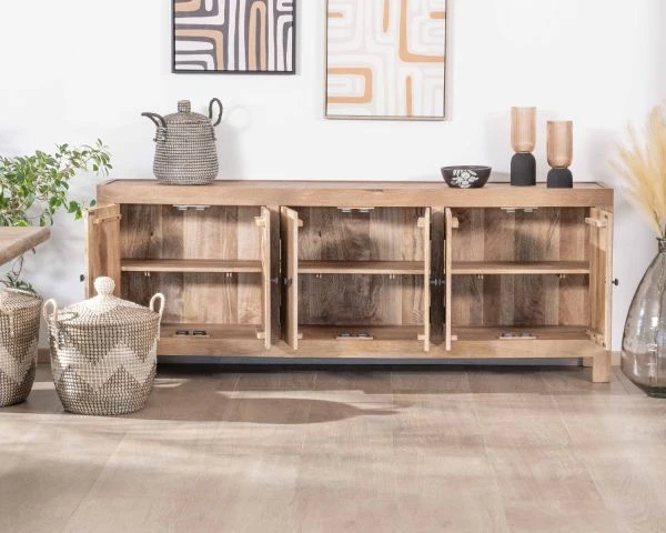 Enfilade En Manguier Massif 200cm Finition Sablée 6 Portes "Maestro" – Image 10