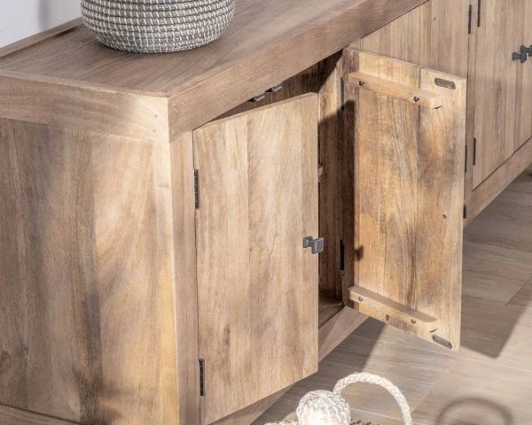 Enfilade En Manguier Massif 200cm Finition Sablée 6 Portes "Maestro" – Image 6