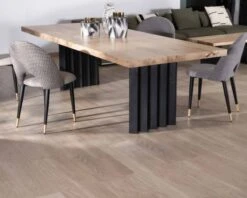 Grande Table De Repas 260 Cm Acacia Pieds Métal Noir Plissés "Audacio"