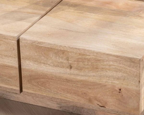Table Basse Carrée Style Contemporain En Bois Massif Naturel "Pablo" – Image 6