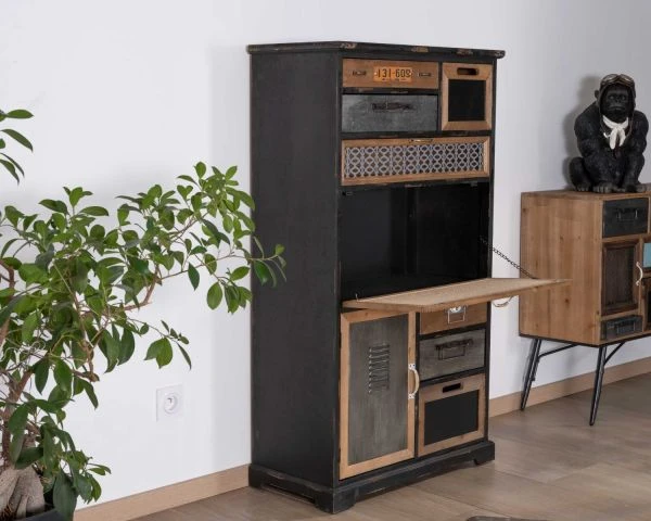 Buffet Déco à Tiroirs En Sapin Massif Et Façades Fantaisies "Mélimélo Indus" – Image 5