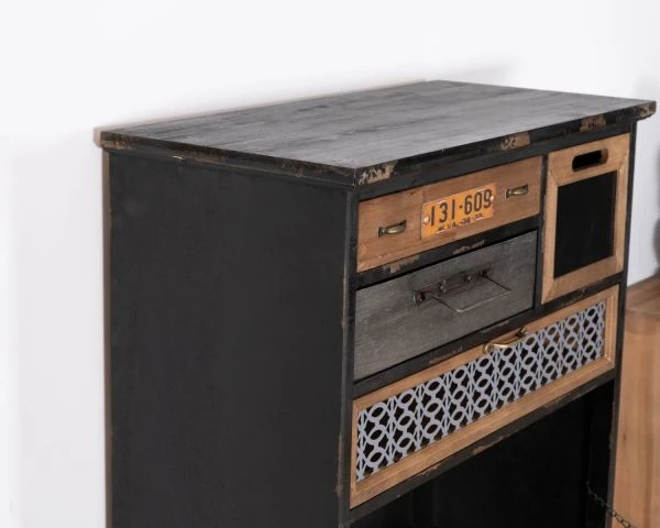 Buffet Déco à Tiroirs En Sapin Massif Et Façades Fantaisies "Mélimélo Indus" – Image 6