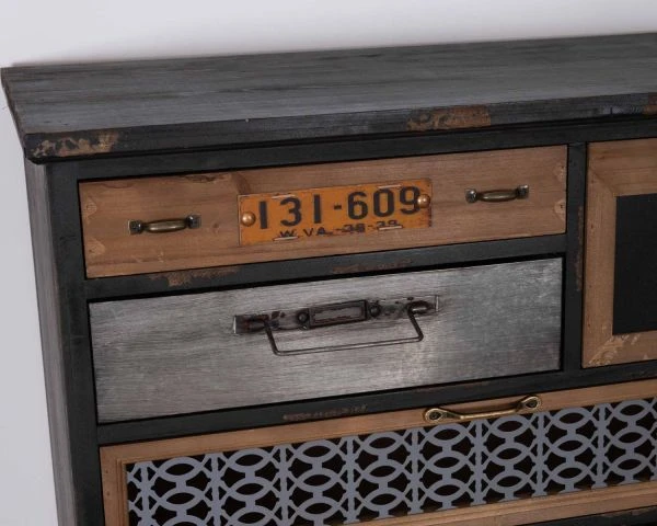 Buffet Déco à Tiroirs En Sapin Massif Et Façades Fantaisies "Mélimélo Indus" – Image 7