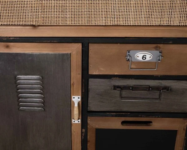 Buffet Déco à Tiroirs En Sapin Massif Et Façades Fantaisies "Mélimélo Indus" – Image 8