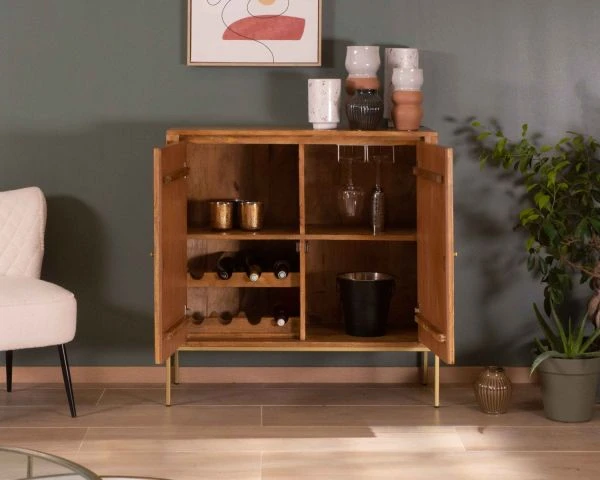 Meuble Bar Style épuré Pieds Dorés Structure Bois Massif "Léandre" – Image 2