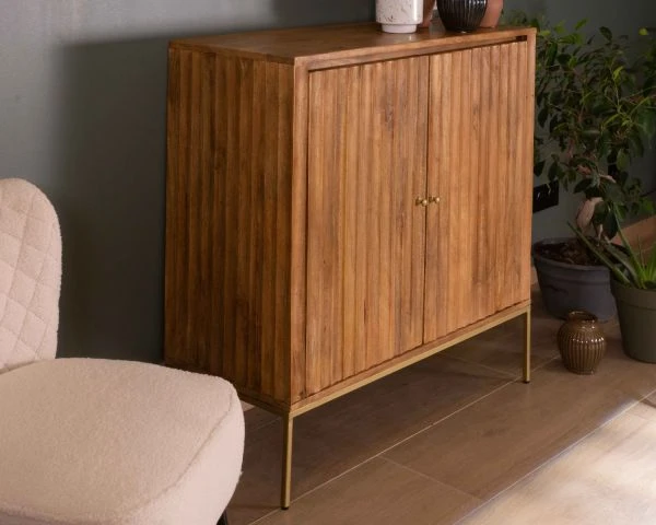 Meuble Bar Style épuré Pieds Dorés Structure Bois Massif "Léandre" – Image 3