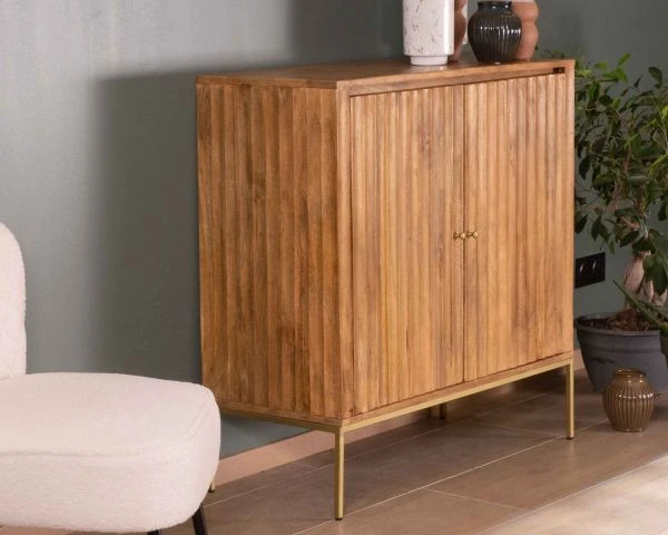 Meuble Bar Style épuré Pieds Dorés Structure Bois Massif "Léandre" – Image 6