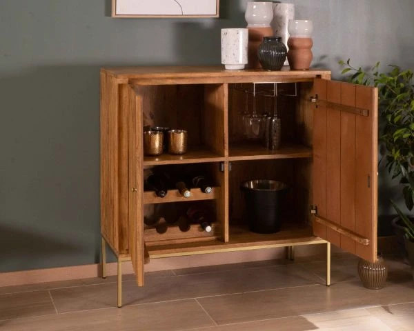 Meuble Bar Style épuré Pieds Dorés Structure Bois Massif "Léandre" – Image 5