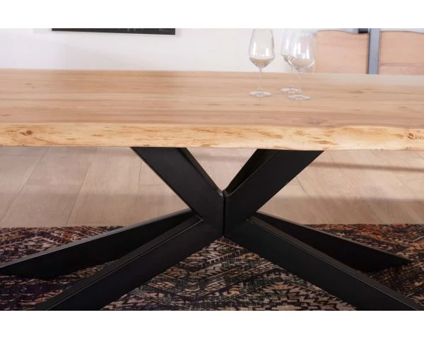 Grande Table De Repas En Acacia Pieds Croix Plateau 240cm épaisseur 6 Cm "3D" – Image 8
