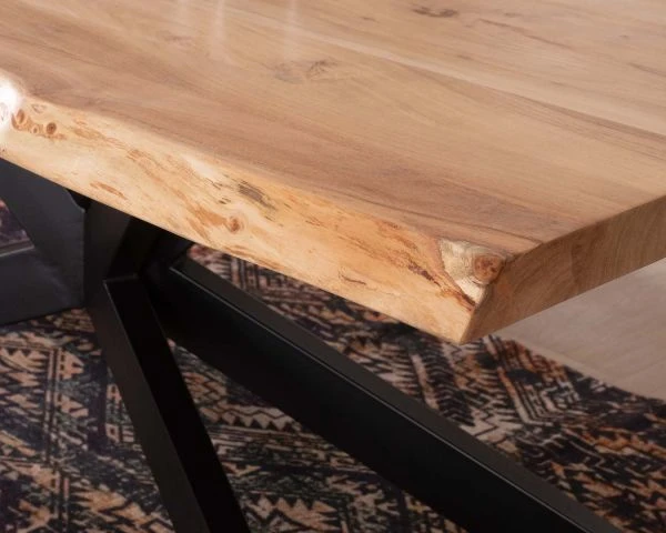 Grande Table De Repas En Acacia Pieds Croix Plateau 240cm épaisseur 6 Cm "3D" – Image 4