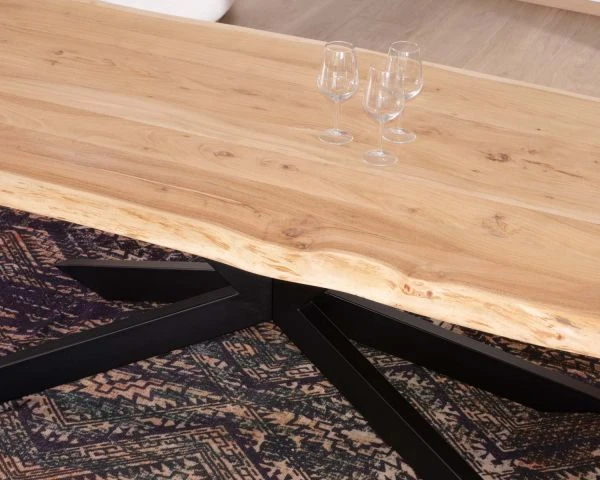 Grande Table De Repas En Acacia Pieds Croix Plateau 240cm épaisseur 6 Cm "3D" – Image 2