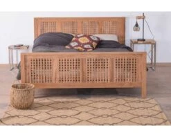 Lit Double 160x200 Cm Bois Massif D’acacia Design épuré "Mékong"