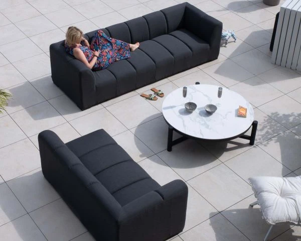 Canapé D'angle Spécial Extérieur Tissu Gris Foncé Haut De Gamme "Terrasse" – Image 5