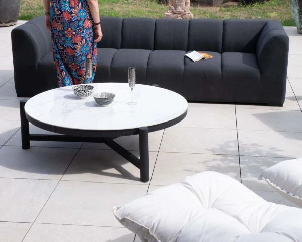 Canapé D'angle Spécial Extérieur Tissu Gris Foncé Haut De Gamme "Terrasse" – Image 4