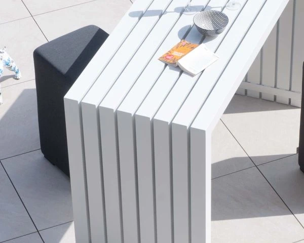 Table Haute Design En Aluminium Blanc 160cm "Java Island" – Image 3