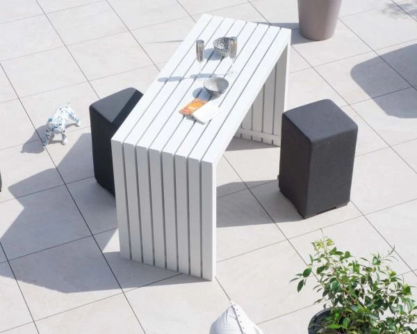 Table Haute Design En Aluminium Blanc 160cm "Java Island" – Image 7