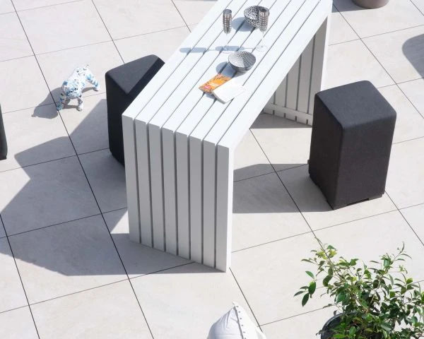 Table Haute Design En Aluminium Blanc 160cm "Java Island" – Image 2