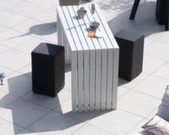 Grande Table De Bar épurée En Aluminium Blanc 200cm "Java Island"