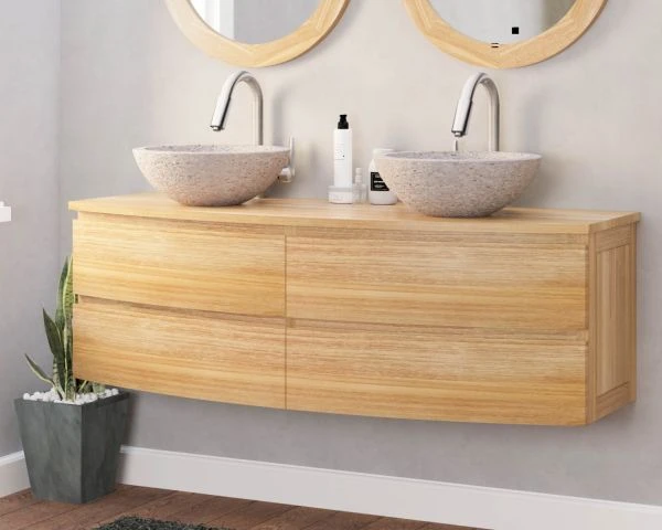 Meuble Sous Vasque Suspendu En Teck 140 Cm "HanoÏ" – Image 2