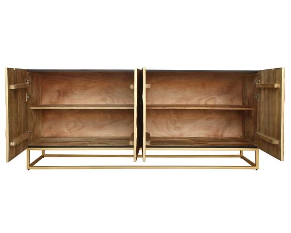 Enfilade 4 Portes Dorée Et Noire "Pop Vintage" Métal Et Bois Massif – Image 3