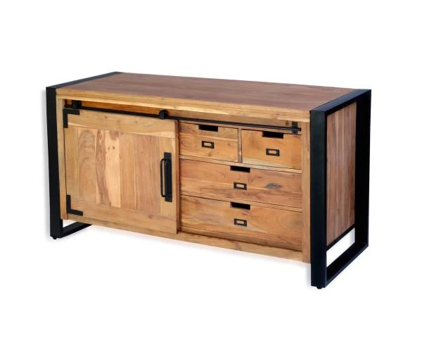 Buffet Bas Industriel En Bois D’acacia Naturel Et Métal "Montréal" – Image 4