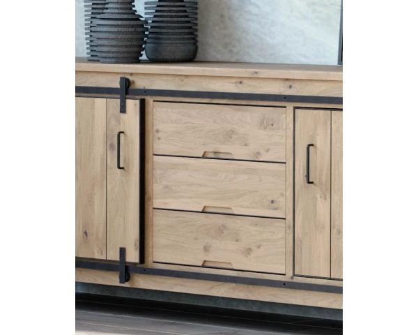 Buffet Industriel Multi Rangements Métal Gris Foncé Et Bois "Breeze" – Image 5