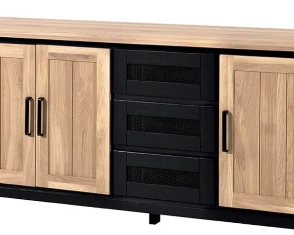 Grande Enfilade Bicolore Style Loft Bois Massif Et Métal « Ashland » – Image 9