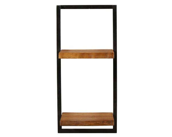 Etagère Murale 2 Tablettes En Teck Naturel Recyclé Et Métal "Ulva" – Image 3