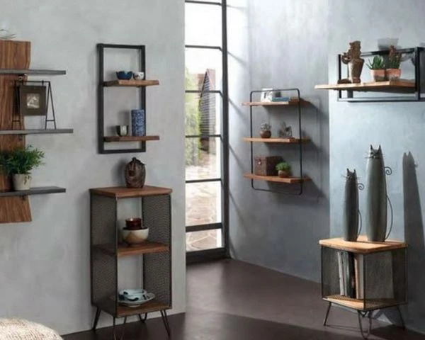 Étagère Murale En Teck Naturel Recyclé Et Métal "Tahara" – Image 2