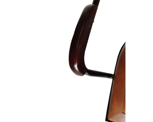 Fauteuil De Bureau Rétro En Cuir Vieilli Marron "Rétro" à Roulettes – Image 5