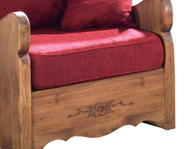 Fauteuil De Style Rustique En Pin Massif Et Tissu Au Choix "Alaska" – Image 3