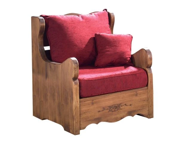 Fauteuil De Style Rustique En Pin Massif Et Tissu Au Choix "Alaska" – Image 2