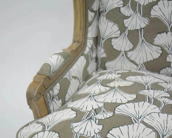 Fauteuil Bergère Imprimé Ginko Taupe Et Crème "Sofia" Ultra Confort – Image 6