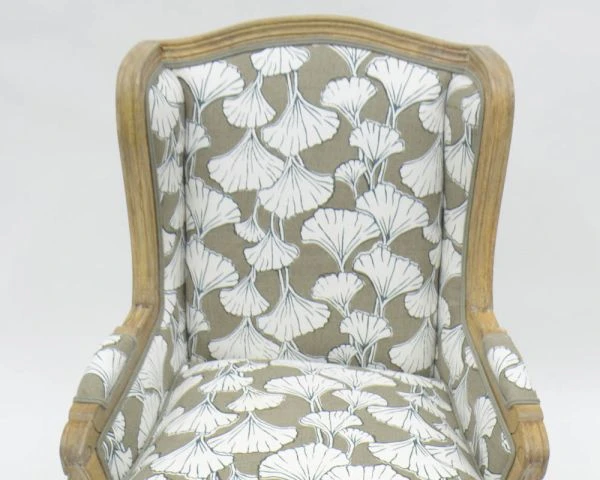 Fauteuil Bergère Imprimé Ginko Taupe Et Crème "Sofia" Ultra Confort – Image 8