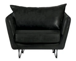 Fauteuil Style Club Vintage En Tissu Gris Foncé Toucher Velours "Hasting"