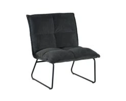 Lot De 2 Fauteuils Bas Design Gris En Tissu Et Métal "Calgari"