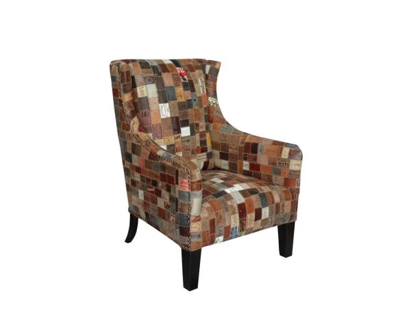 Fauteuil Bergère 100% Unique Tissu Recyclé Et Bois "Pop Vintage" – Image 3