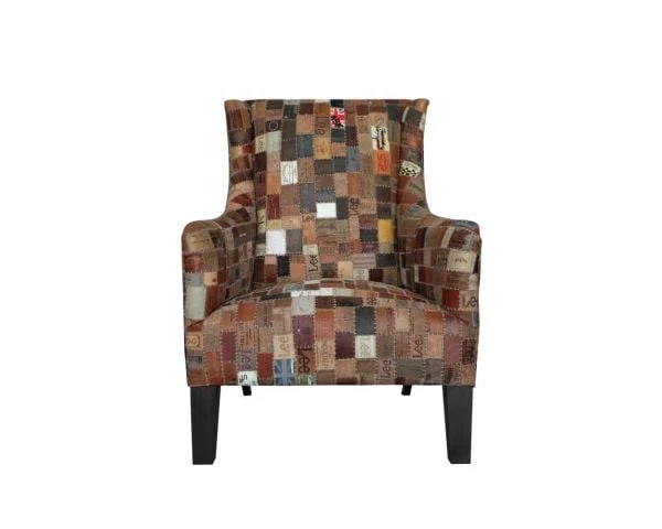 Fauteuil Bergère 100% Unique Tissu Recyclé Et Bois "Pop Vintage" – Image 5