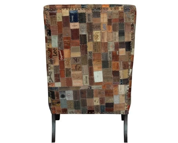 Fauteuil Bergère 100% Unique Tissu Recyclé Et Bois "Pop Vintage" – Image 9