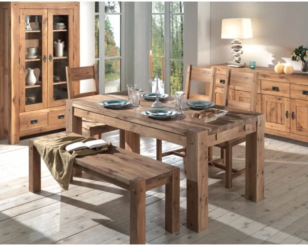 Table De Repas Rectangulaire En Chêne Massif 180cm "Lodge Casita" – Image 2