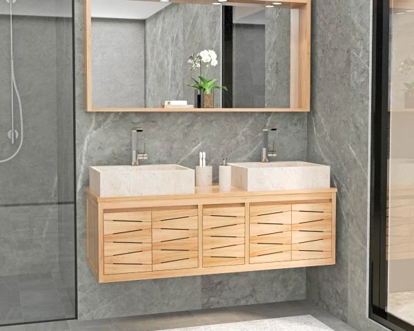 Meuble Sous Vasque Suspendu En Teck 140 Cm "Moho"