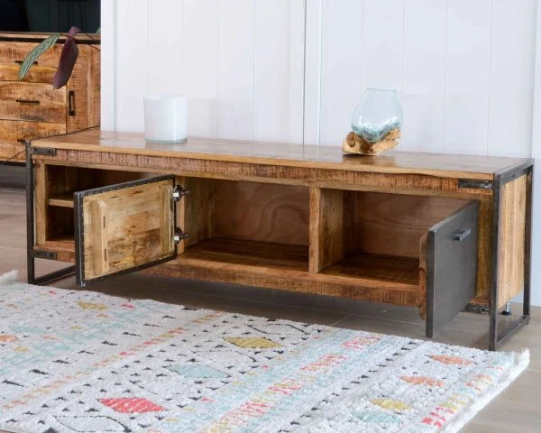 Meuble Télé Avec Rangements 2 Niches 2 Placards "Shade" Bois Métal – Image 4